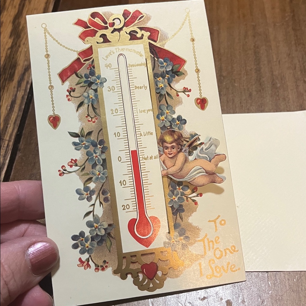 Vintage Style Cherub Thermometer Valentine’s Day card